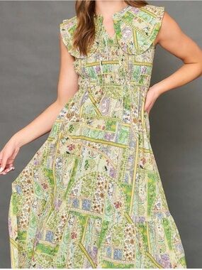 Boho Patchwork Ruffle Maxi Dress